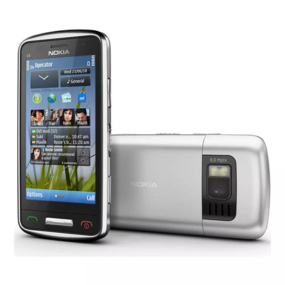 (Pre-Owned, Very Good) Nokia C6-01 Symbian 3 Smartphone With AMOLED Display and 8MP Camera (Premium Build) (Silver and Black) (90 Days Warranty)