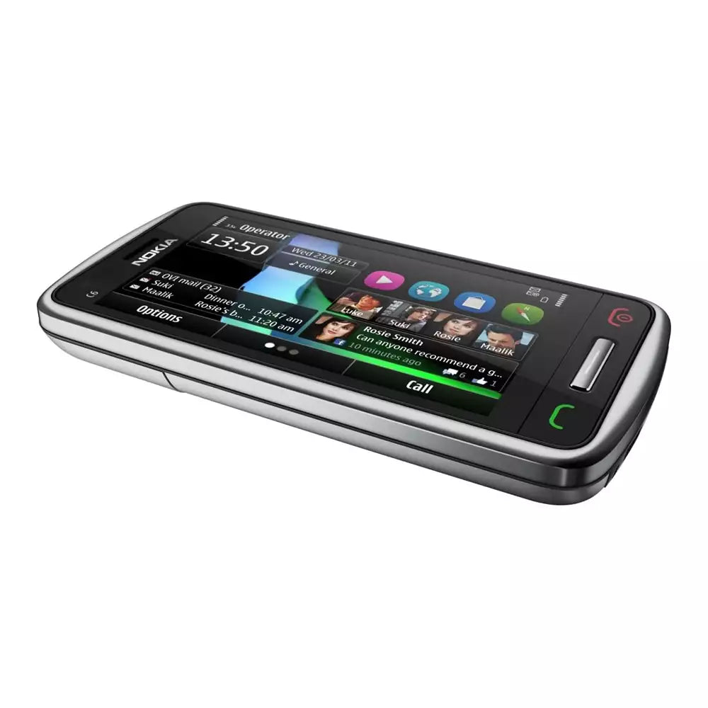 (Pre-Owned, Very Good) Nokia C6-01 Symbian 3 Smartphone With AMOLED Display and 8MP Camera (Premium Build) (Silver and Black) (90 Days Warranty)