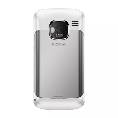 (Pre-Owned, Good) Nokia E5-00, E-Series Communicator Symbian Smartphone With QWERY Keyboard, 5MP Camera (White and Silver) (FM Radio) (60 Days Warranty)