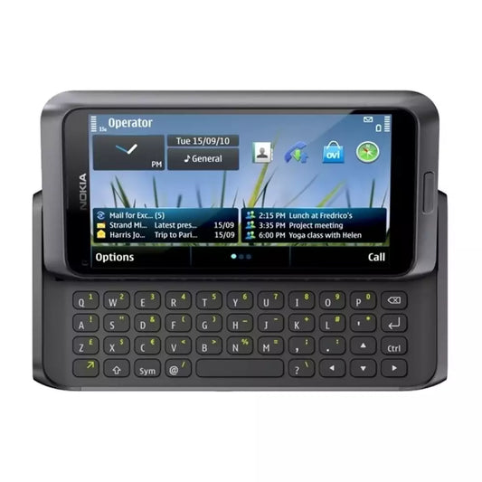 (Pre-Owned, Excellent) Nokia E7 Phone with Touchscreen, QWERTY Keyboard, Easy E-mail Setup, GPS Navigation, 8 MP Camera (FM Radio) (16 GB) (Dark Grey) (With New Housing) (90 Days Warranty)