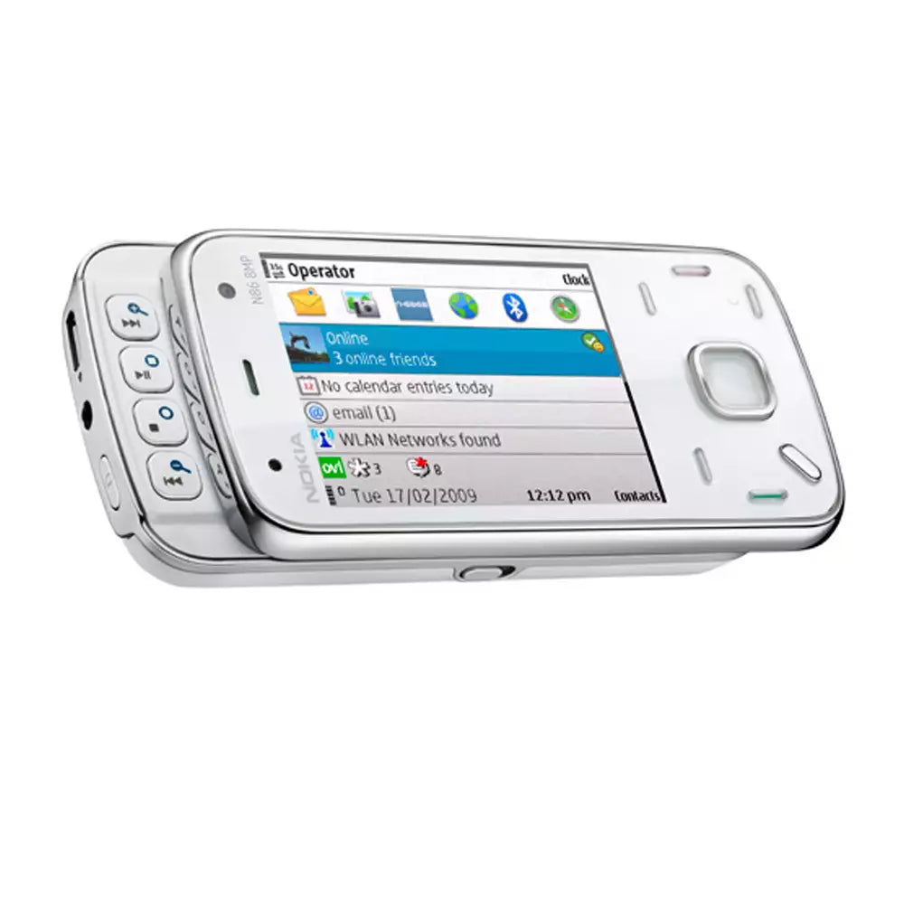 (Pre-Owned, Good) Nokia N86 Dual Slider Symbian Smartphone With 8MP Camera and AMOLED Display (8GB) (White) (60 Days Warranty)