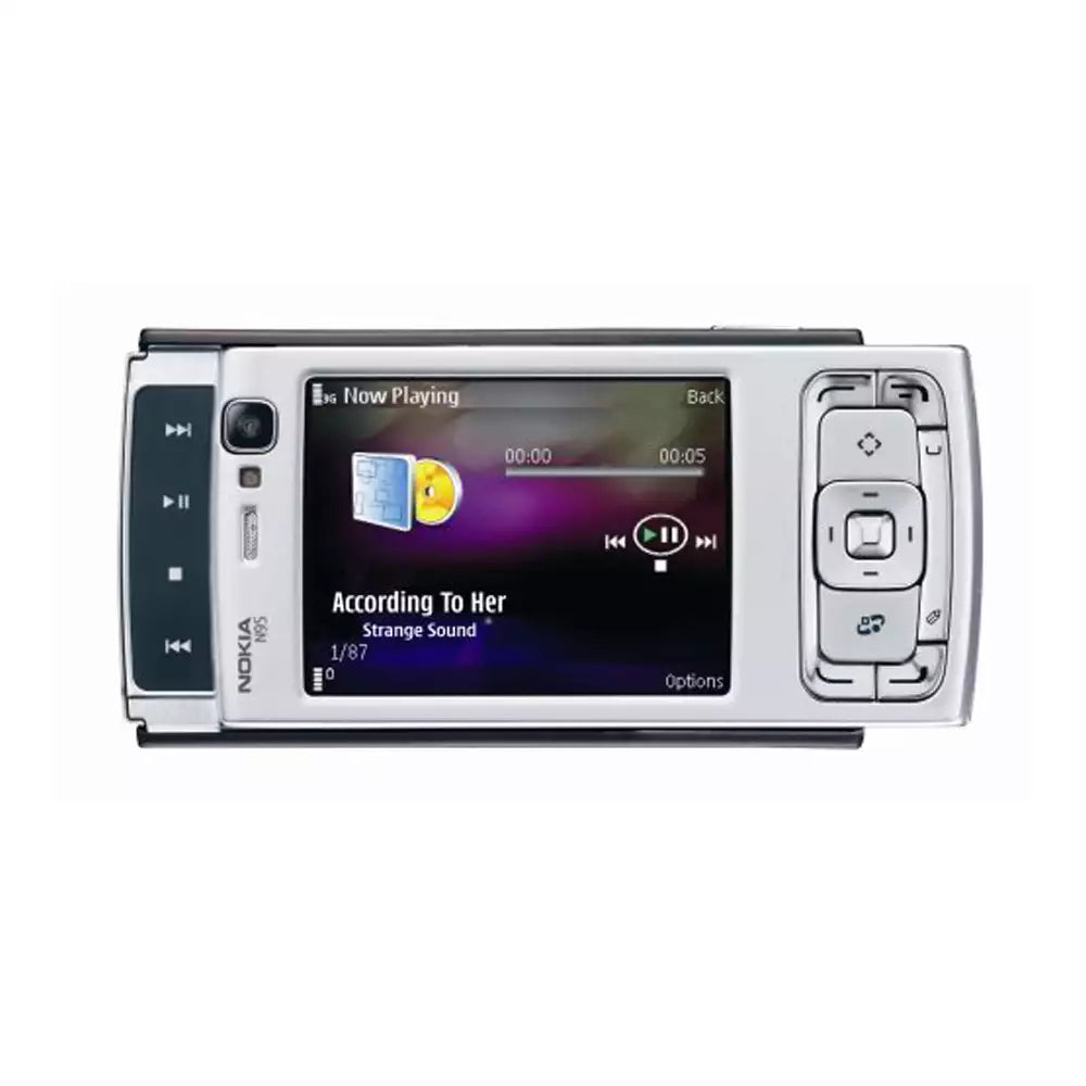 (Pre-Owned, Excellent) Nokia N95 With 5MP Autofocus Carl Zeiss Camera (Silver/Burgundy) (With New Housing) (90 Days Warranty)