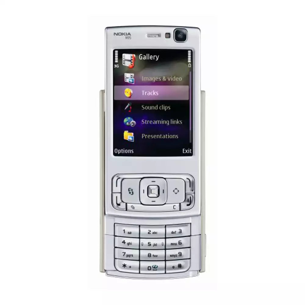 (Pre-Owned, Excellent) Nokia N95 With 5MP Autofocus Carl Zeiss Camera (Silver/Burgundy) (With New Housing) (90 Days Warranty)