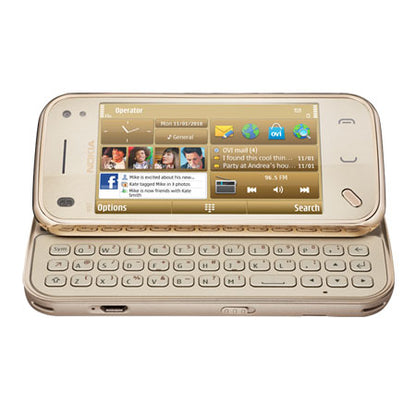 (Pre-Owned, Very Good) Nokia N97 Mini 8GB With Slide-Out QWERTY Keyboard (Gold & White) (Main Camera Not Functional)