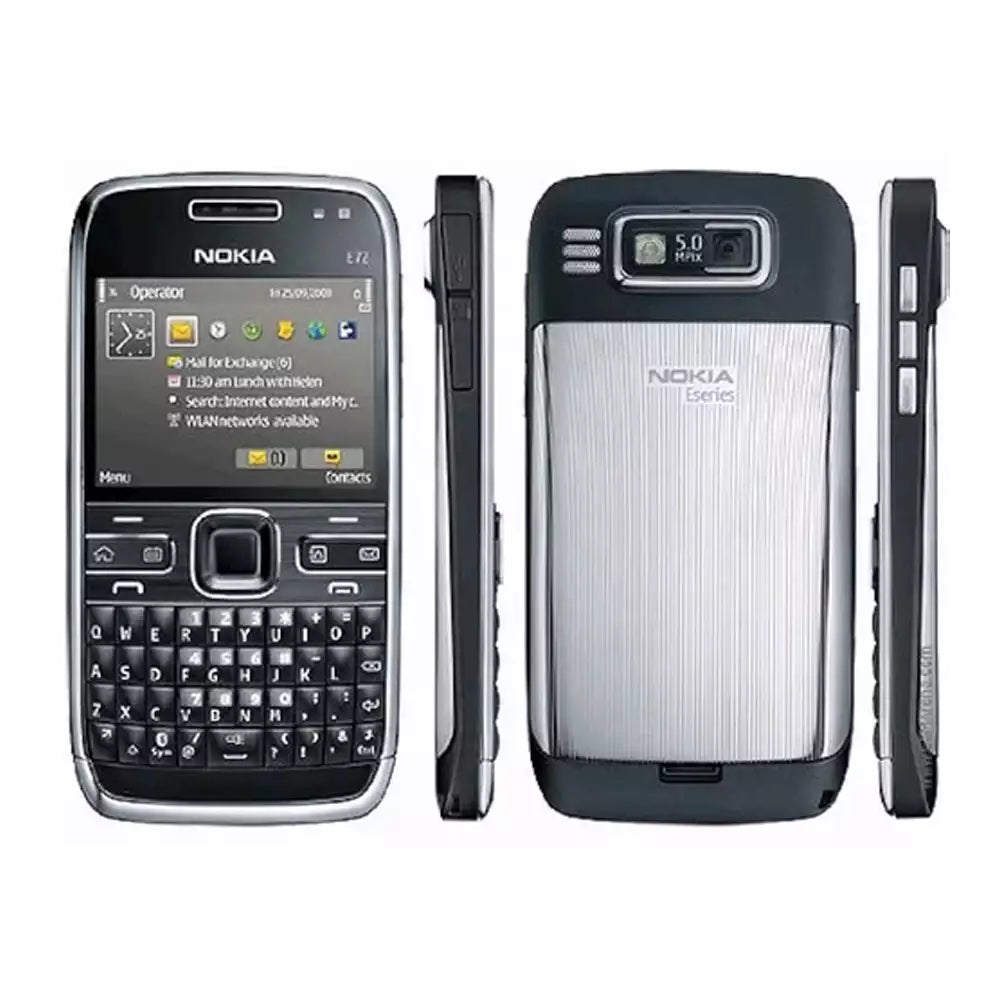 (Pre-Owned, Very Good) Nokia E72, 5MP Camera, Optical Trackpad, QWERTY Keyboard (Black) (FM Radio) (60 Days Warranty)
