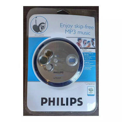 (New/Unused/Sealed) Philips EXP-2461 Portable CD Player With Dynamic Bass Boost and Magic ESP (Silver and Blue) (With Original Retail Packaging) + 1 Free Music CD (90 Days Warranty)