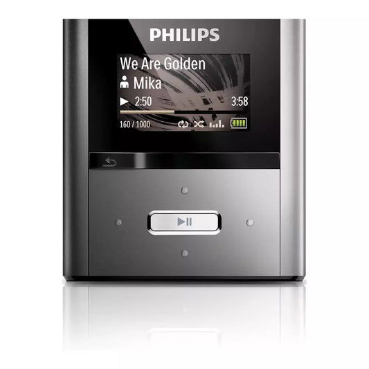 (Pre-Owned, Good) Philips GoGear Raga (SA2RGA04KS/37) 2GB MP3 Player (Gray) + Sony Earphones (60 Days Warranty)