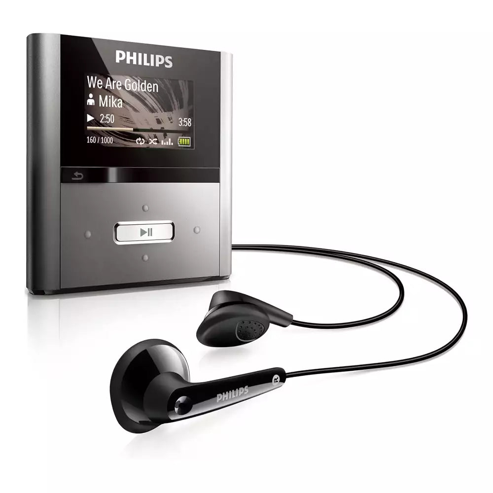 (Pre-Owned, Good) Philips GoGear Raga (SA2RGA04KS/37) 2GB MP3 Player (Gray) + Sony Earphones (60 Days Warranty)