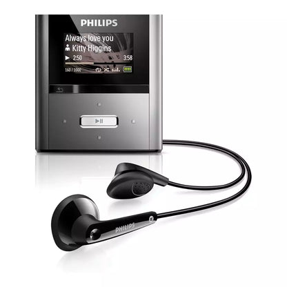 (Pre-Owned, Good) Philips GoGear Raga (SA2RGA04KS/37) 2GB MP3 Player (Gray) + Sony Earphones (60 Days Warranty)