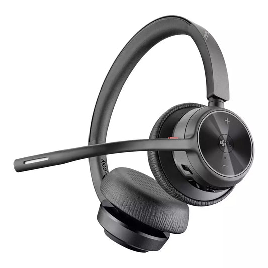 (Open Box) Poly (By Plantronics) Voyager 4320 UC Wireless On Ear Headset + Charge Stand, Bluetooth and USB-C Connectivity (Boom Mic) (PC, Mac) (6 Months Warranty)