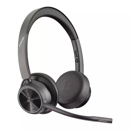 (Open Box) Poly (By Plantronics) Voyager 4320 UC Wireless On Ear Headset + Charge Stand, Bluetooth and USB-C Connectivity (Boom Mic) (PC, Mac) (6 Months Warranty)