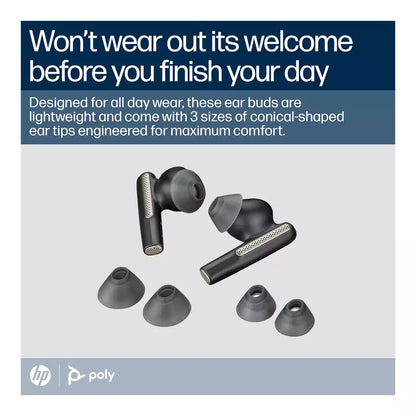 Poly (By Plantronics) Voyager Free 60 UC True Wireless Earbuds, In-Ear W/Noise-Canceling Mic (Bluetooth and 5.8GHz Adapter) (Black) (6 Months Warranty)
