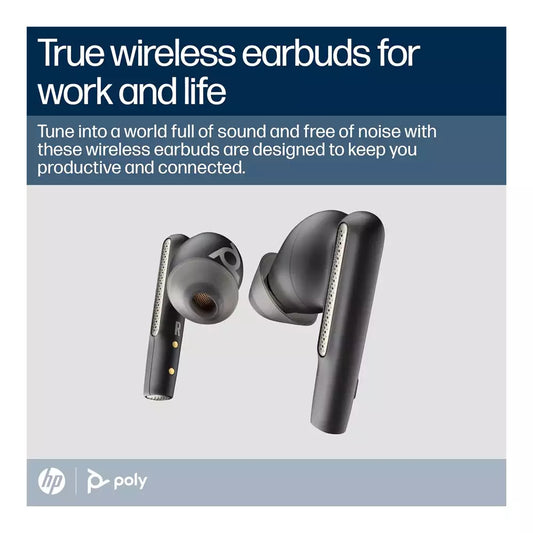 Poly (By Plantronics) Voyager Free 60 UC True Wireless Earbuds, In-Ear W/Noise-Canceling Mic (Bluetooth and 5.8GHz Adapter) (Black) (6 Months Warranty)