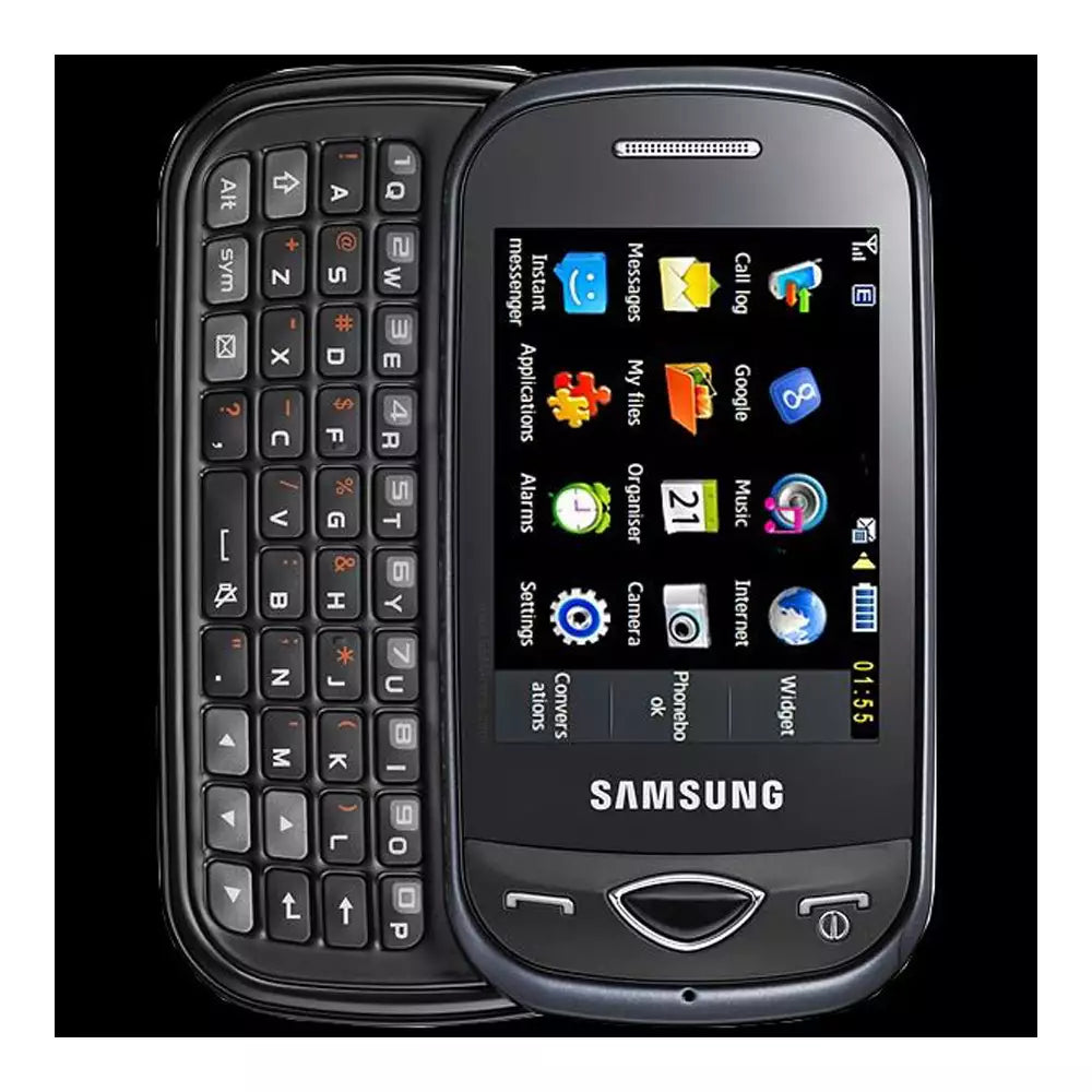 (Pre-Owned, Good) Samsung Corby Plus (B3410) With Slide-Out QWERTY keyboard (Black) (90 Days Warranty)