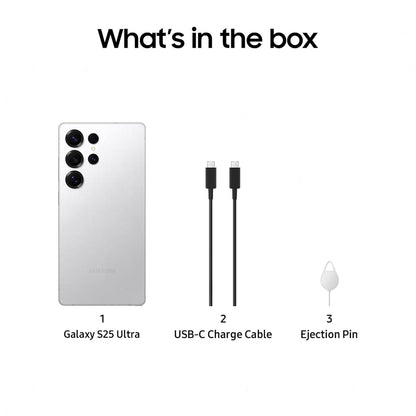 (Open Box) Samsung Galaxy S25 Ultra 200MP Camera, S Pen Included (Titanium White Silver) (12GB, 256GB) (10 Months Warranty)