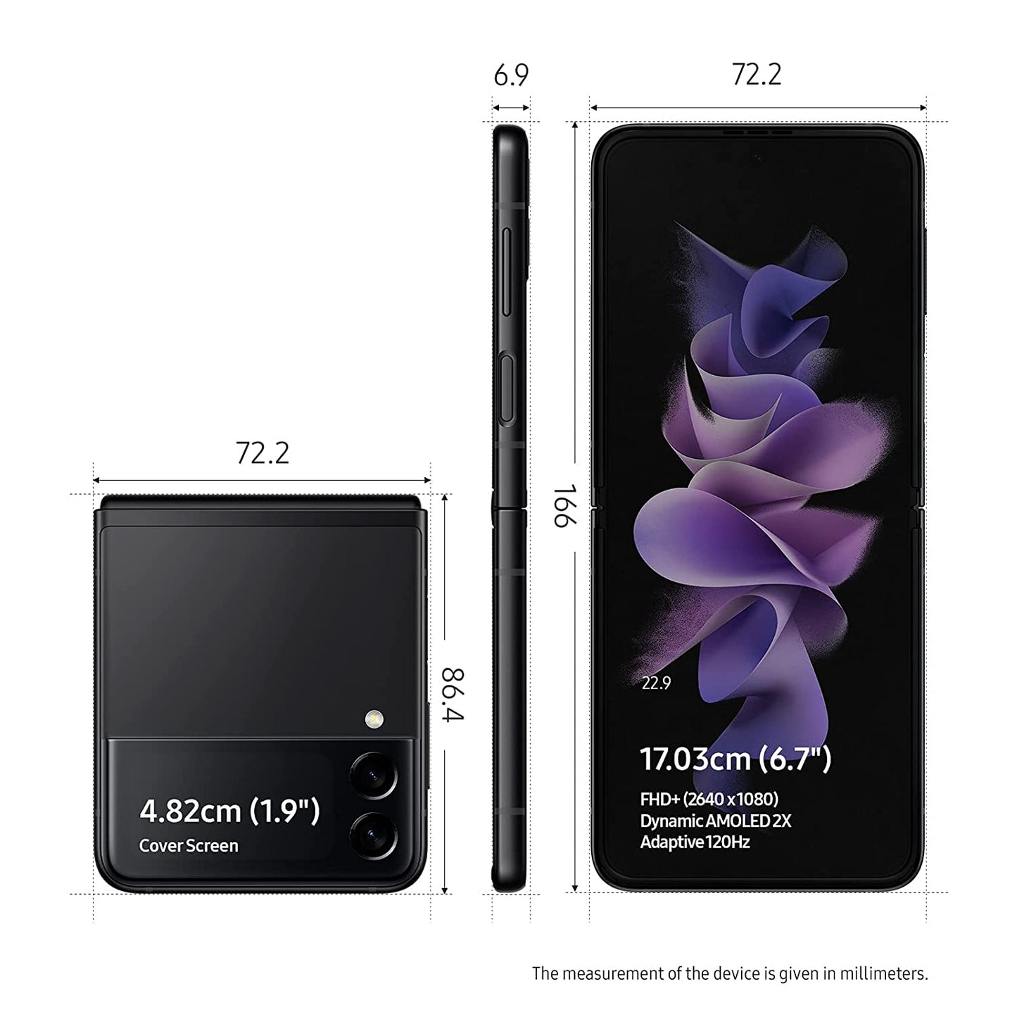 (Pre-Owned) Samsung Galaxy Z Flip 3 5G (Phantom Black, 8GB RAM, 128GB Storage) (Imported Unit)