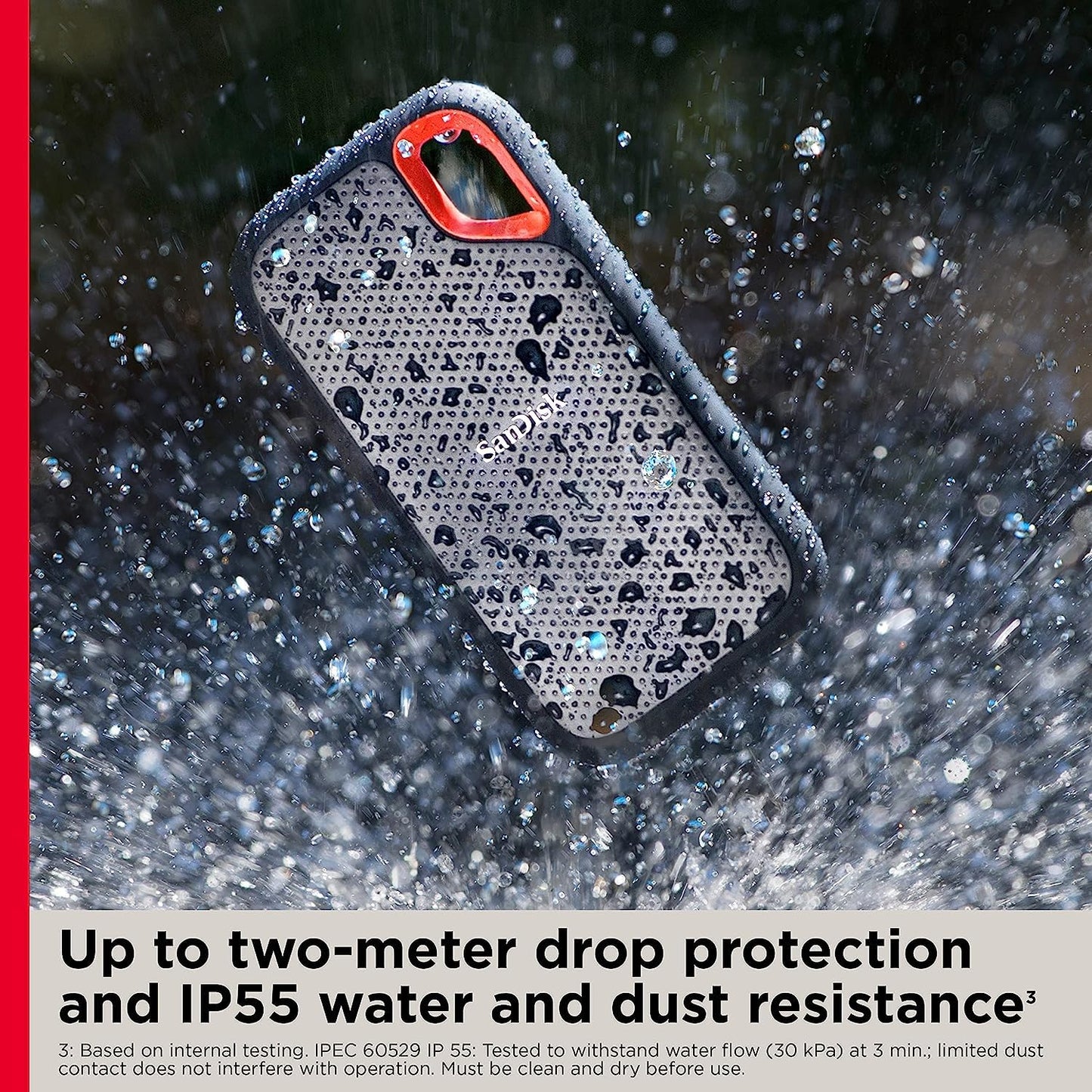 (Open Box) Sandisk Extreme Portable 2TB, 1050MB/s R, 1000MB/s W, 3 Meter Drop Protection, IP65 Water/dust Resistance (2TB) (4 Years Warranty)