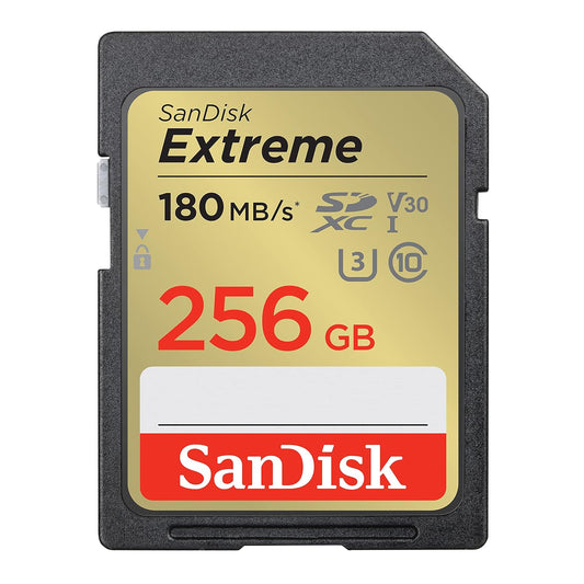 (Open Box Condition) SanDisk Extreme SD UHS I 256GB Card for 4K Video for DSLR and Mirrorless Cameras 180MB/s Read & 130MB/s Write (5 Years Warranty)