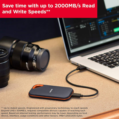 (Open Box) Sandisk Extreme Pro 1TB Portable External SSD, Up to 2000MB/s, USB-C, IP65 Water & Dust Resistant, 3m Drop Protection, Metal Enclosure, PC, Mac & Smartphone Compatible (1TB) (48 Months Warranty)