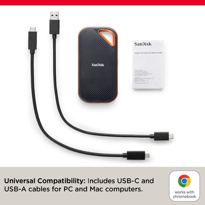 (Open Box) Sandisk Extreme Pro 1TB Portable External SSD, Up to 2000MB/s, USB-C, IP65 Water & Dust Resistant, 3m Drop Protection, Metal Enclosure, PC, Mac & Smartphone Compatible (1TB) (48 Months Warranty)