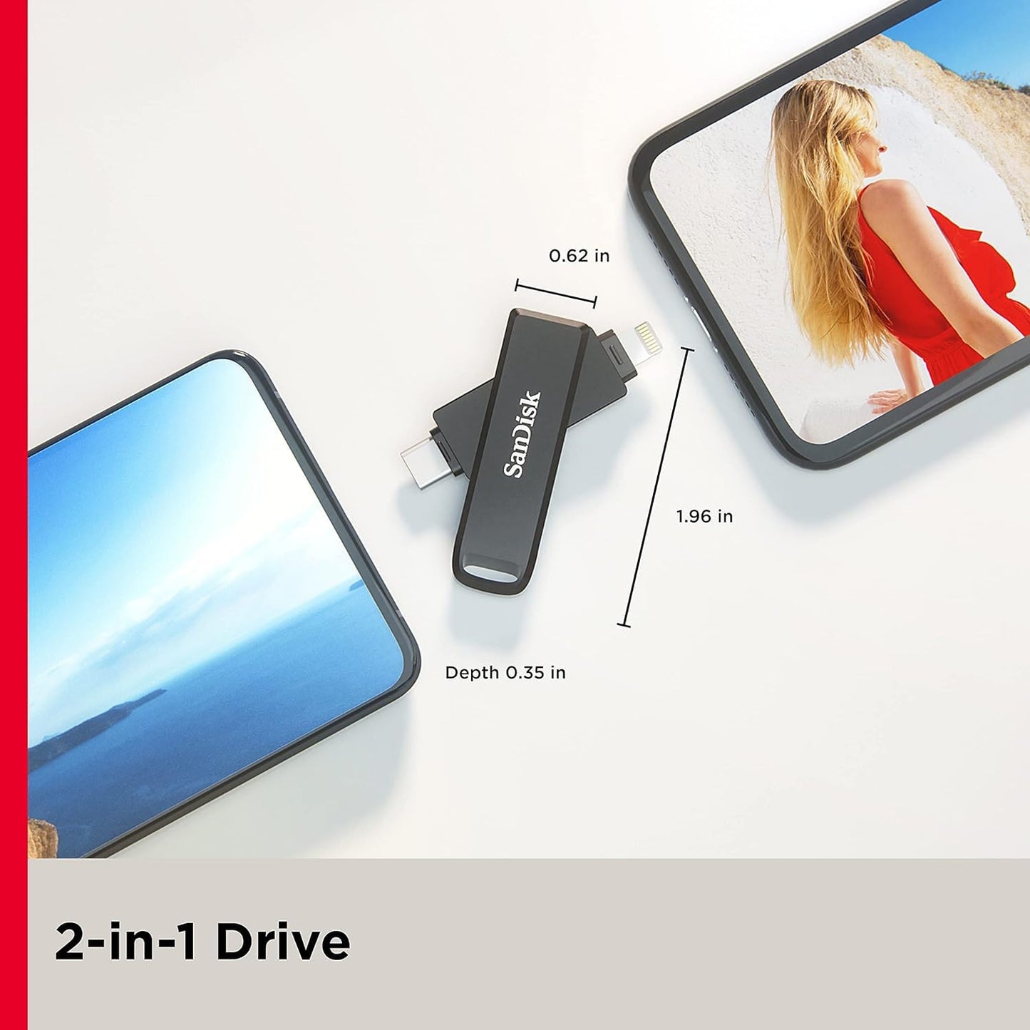 (Open Box Condition) SanDisk iXpand Luxe 128GB For iPhone, iPad Pro, Mac, Windows, Android and Other Devices (Gray)