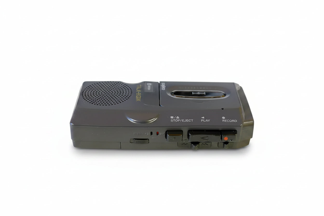 (Pre-Owned, Very Good) Sanyo TRC-520M Micro Cassette Player With Audio Recorder (2 Micro Cassettes Included) (Gray) (60 Days Warranty)