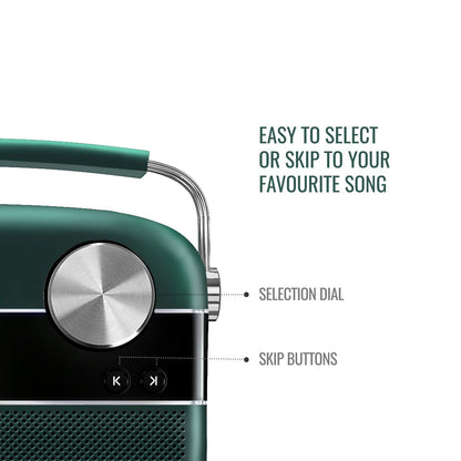 (Open Box) Saregama Carvaan 2.0 with 5000 Preloaded Hindi Songs, FM/BT/AUX/Wi-Fi (Green, Black) (3 Months Warranty)