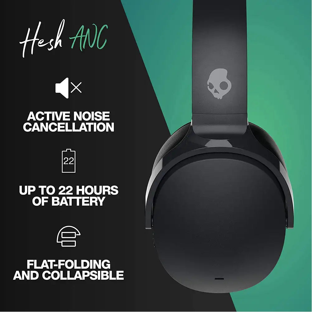 (Open Box, Excellent) Skullcandy Hesh ANC (Active Noise Cancellation) Bluetooth Wireless Over-Ear Headphones With Mic (Mob White) (90 Days Warranty)