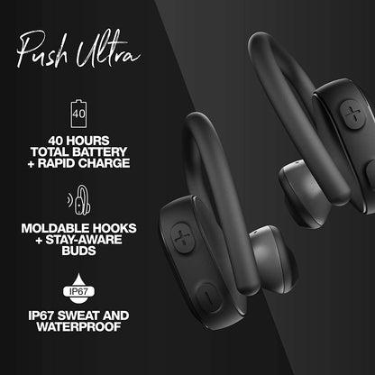 (Open Box) Skullcandy Push Ultra True Wireless Earbuds, IP67 Sweat and Waterproof and Tile Tracking (Black) (90 Days Warranty)