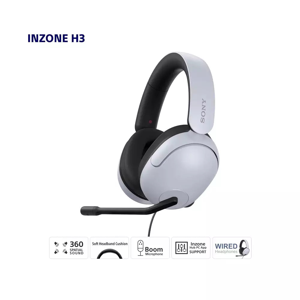 (Open Box Condition) Sony INZONE H3 MDR-G300 Wired Gaming Headset with 360 Spatial Sound (White) (6 Months Warranty)