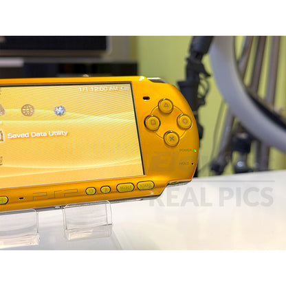 (Open Box Condition) Sony PlayStation Portable (PSP 3000) 3004 + 128GB Memory Card With 70+ Premium Games + 2 Battery Packs + Bose Earphones (Gold, Vivid Blue, White) (6 Months Warranty) (Special Edition)