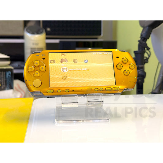 (Open Box Condition) Sony PlayStation Portable (PSP 3000) 3004 + 128GB Memory Card With 70+ Premium Games + 2 Battery Packs + Bose Earphones (Gold, Vivid Blue, White) (6 Months Warranty) (Special Edition)