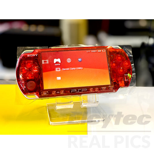 (Open Box Condition) Sony PlayStation Portable (PSP 3000) 3004 + 128GB Memory Card With 70+ Premium Games + 2 Battery Packs + Bose Earphones (Transparent Red) (6 Months Warranty) (Special Edition)
