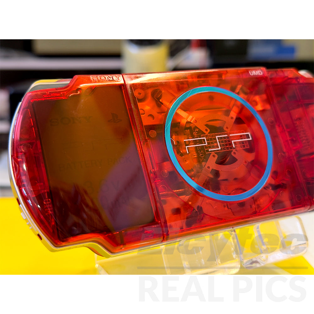 (Open Box Condition) Sony PlayStation Portable (PSP 3000) 3004 + 128GB Memory Card With 70+ Premium Games + 2 Battery Packs + Bose Earphones (Transparent Red) (6 Months Warranty) (Special Edition)