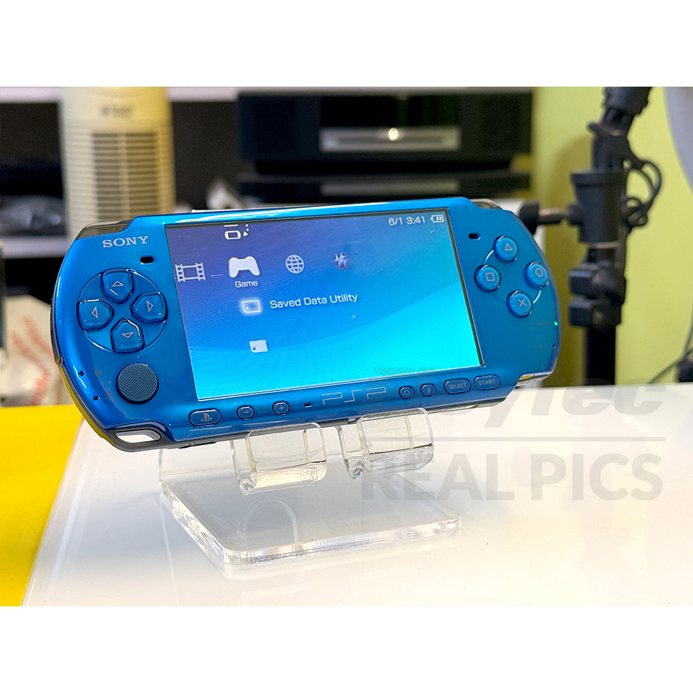 (Open Box Condition) Sony PlayStation Portable (PSP 3000) 3004 + 128GB Memory Card With 70+ Premium Games + 2 Battery Packs + Bose Earphones (Gold, Vivid Blue, White) (6 Months Warranty) (Special Edition)
