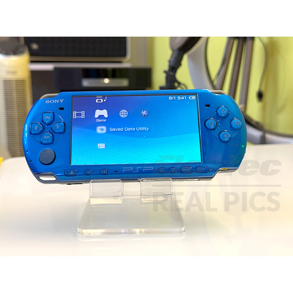 (Open Box Condition) Sony PlayStation Portable (PSP 3000) 3004 + 128GB Memory Card With 70+ Premium Games + 2 Battery Packs + Bose Earphones (Gold, Vivid Blue, White) (6 Months Warranty) (Special Edition)