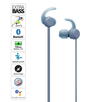 (Pre-Owned, Good) Sony WI-SP510 Bluetooth Wireless Sports Extra Bass in-Ear Headphones (Neckband) (Black, Blue) (60 Days Warranty)