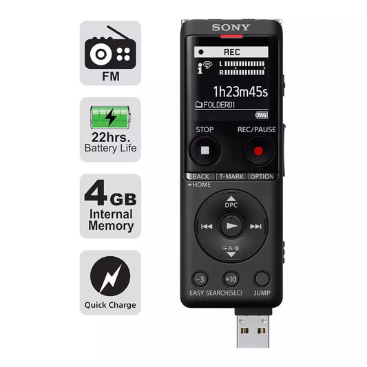 (Open Box) Sony ICD-UX470F Digital Voice Recorder (4GB) (Black) (6 Months Warranty)