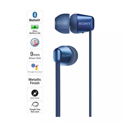 (Pre-Owned, Good) Sony WI-C300 Neckband Bluetooth Earphones (Black, Blue) (60 Days Warranty)