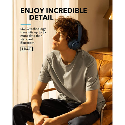 (Open Box) Soundcore By Anker Life Q35 Bluetooth Wireless On Ear Headphones With Targeted Active Noise Cancellation,Mic (Blue, Biege) (6 Months Warranty)