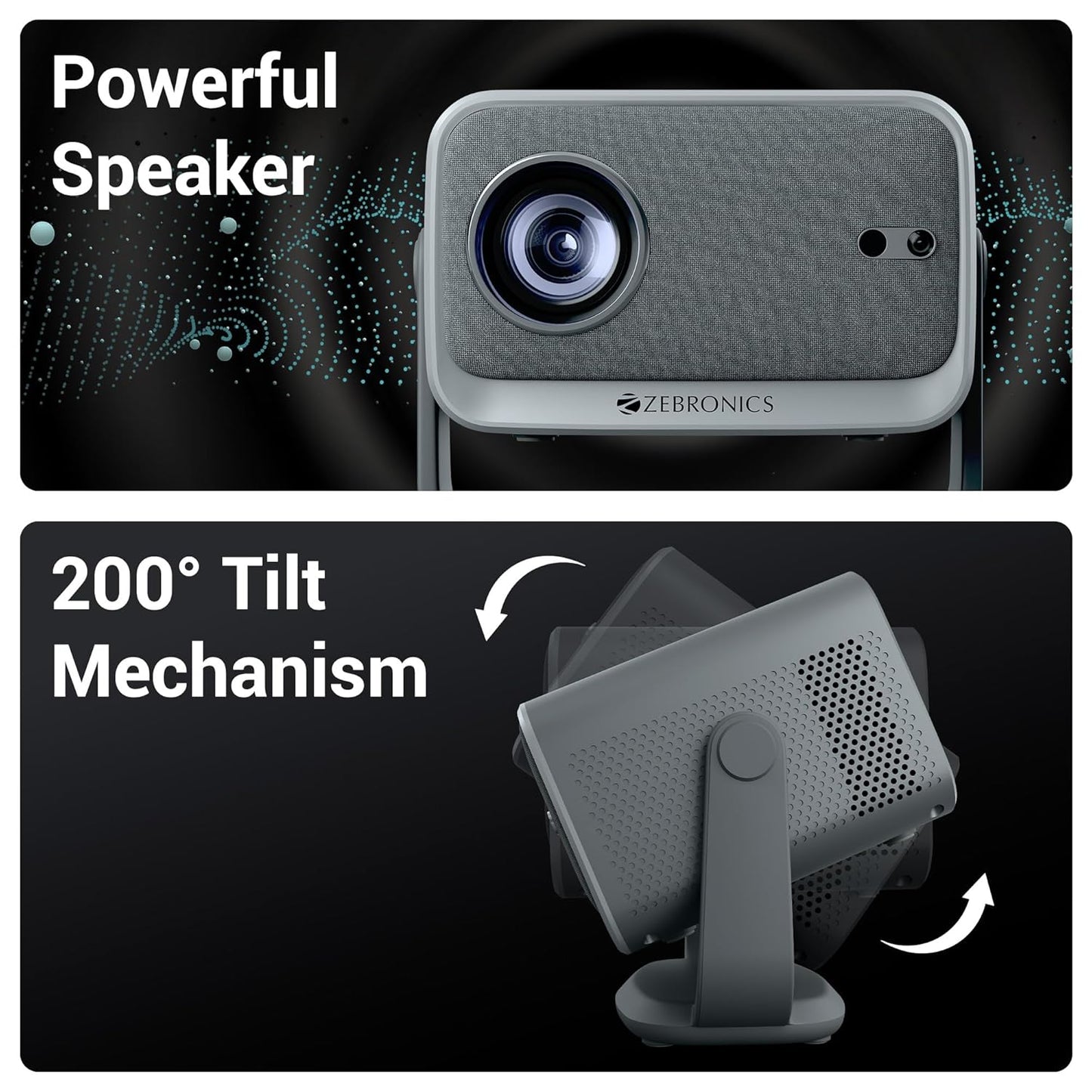 (Pre-Owned, Very Good) Zebronics Pixaplay 67 Smart LED Projector, 8000 Lumens, 4K Support (1080p Native), 150 Inches Screen Size, AutoFocus, BT Remote (Gray) (90 Days Warranty)