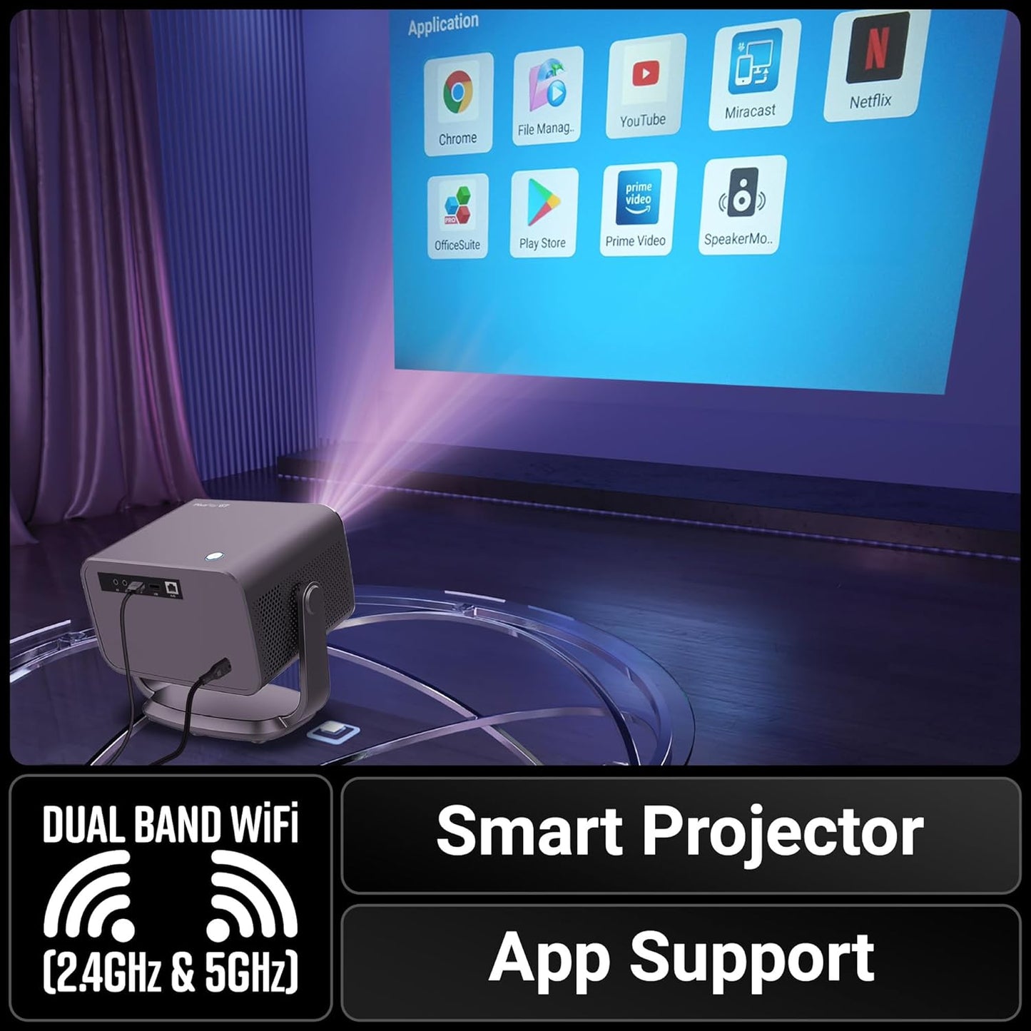 (Pre-Owned, Very Good) Zebronics Pixaplay 67 Smart LED Projector, 8000 Lumens, 4K Support (1080p Native), 150 Inches Screen Size, AutoFocus, BT Remote (Gray) (90 Days Warranty)