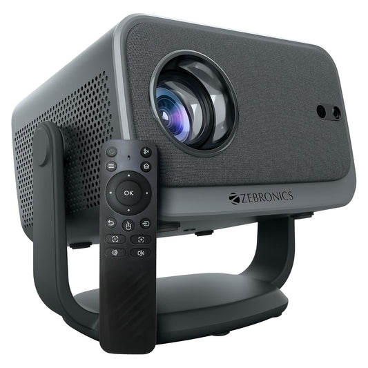 (Pre-Owned, Very Good) Zebronics Pixaplay 67 Smart LED Projector, 8000 Lumens, 4K Support (1080p Native), 150 Inches Screen Size, AutoFocus, BT Remote (Gray) (90 Days Warranty)