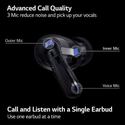 (Open Box Condition) LG Tone Free FP9 - Active Noise Cancelling (ANC) Bluetooth Truly Wireless in Ear Earbuds with Plug & Wireless Connection, UVnano Charging Case (90 Days Warranty) (Minor marks on case only!)