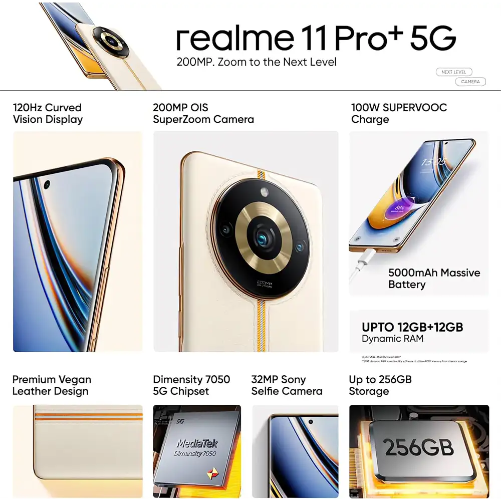 Realme 11 Pro+ with 200MP OIS Camera & 100W SUPERVOOC charge